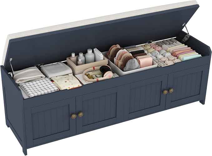 HOMEFORT 54.4" Shoe Bench with Lift Top Storage, Entryway Bench with Cushioned