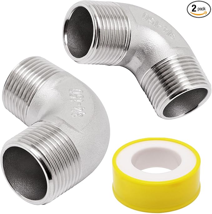 3/4" x 3/4" NPT 90 Degree Elbow 304 Stainless Steel Pipe Fittings Male Threaded by SSYDIEN