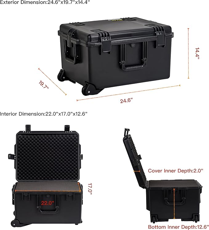 MEIJIA Portable All Weather Waterproof Rolling Hard Camera Case - Image 5
