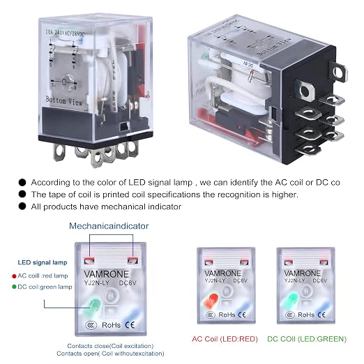 Electromagnetic Power Relay, 8-Pin 10 AMP 6V DC Relay Coil - Image 6