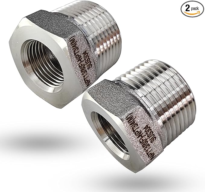 3/4" Male to 3/8" Female NPT Hex Bushing Reducer, 304 Stainless Steel NPT by feyadaperonline