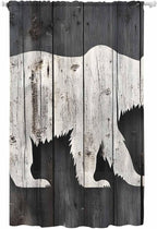 Sheer Curtains 84 Inches Long, Farmhouse Country Rustic Wooden Grain Privacy by Unknown