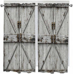 Vintage Gate Bedroom Curtains 63 Inches length, Farmhouse Wooden Grain Shabby by Unknown