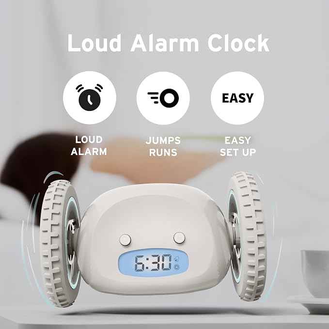 CLOCKY Extra Loud Alarm Clock for Heavy Sleepers on Wheels Rolls Runs Away