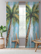 Sheer Curtains 108 Inches Long, Coastal Beach Tree Semi Sheer Curtains Light - Image 5