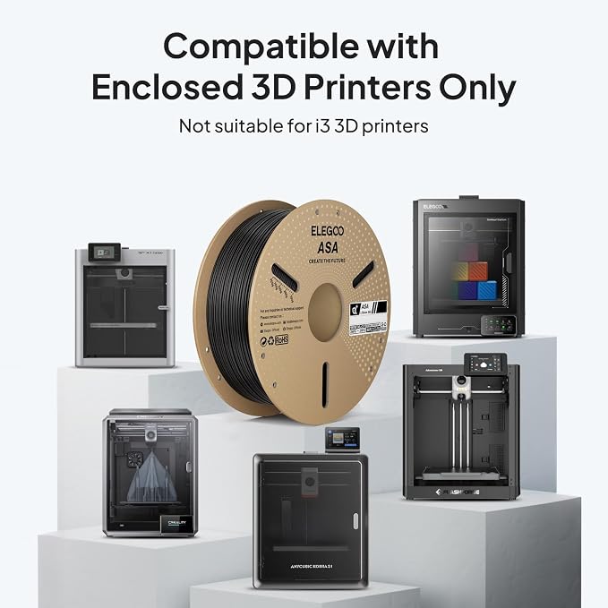 ELEGOO ASA Filament 1.75mm Deep Black 1KG, UV & Weather Resistant 3D Printer - Image 7