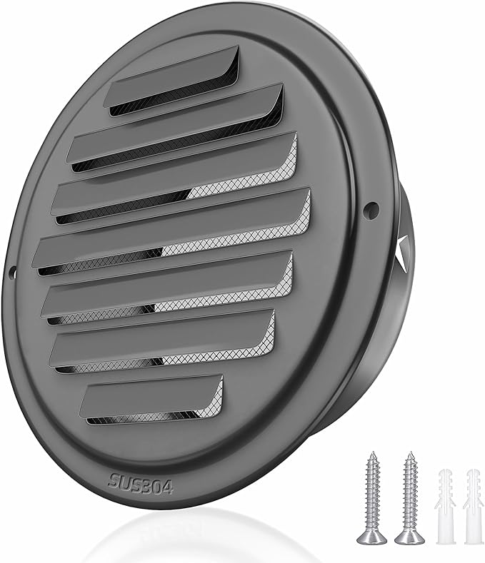 4inch 304 Stainless Steel Air Vents, Louvered Grille Cover Vent Hood Flat by puunkeey