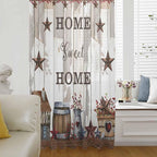 Farmhouse Sheer Curtains 63 Inch Length Retro Country Star Berry Vintage Wood by Unknown