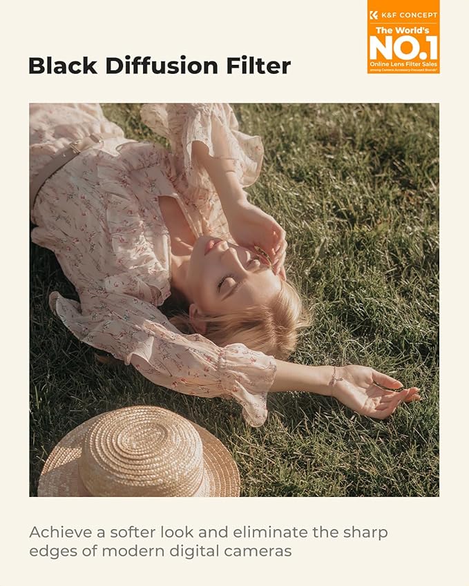 K&F CONCEPT 55mm Black Diffusion 1/4 Filter Mist Cinematic Effect Filter - Image 2