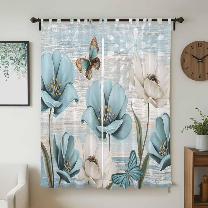 Spring Floral Living Room Curtains 96 Inch Length, Window Curtains Tab Top - Image 2