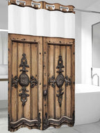 Wood Barn Door No Hook Shower Curtain - Image 4