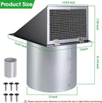 12 Inch Wall Vent Hood Exhaust Vent Cap Dryer Vent Cover, Exterior Hooded Wall - Image 2