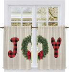 Red Green Christmas Kitchen Curtains 54 Inch Long 2 Panel Set, Rod Pocket - Image 2