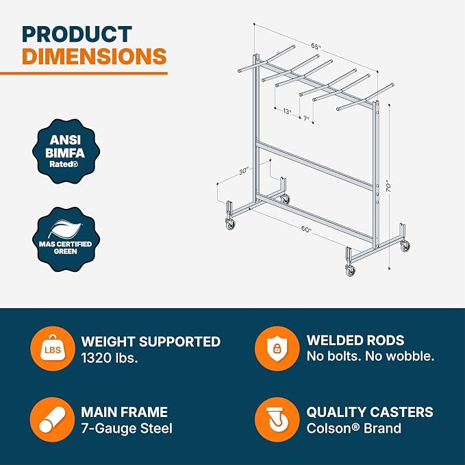 OEF Furnishings OEF42 Series Folding Table & Chair Cart, Heavy Duty Industrial - Image 7