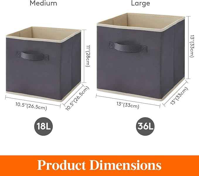 Lifewit Collapsible Fabric Storage Cubes Bins Set 13 Inch, Foldable Cubby