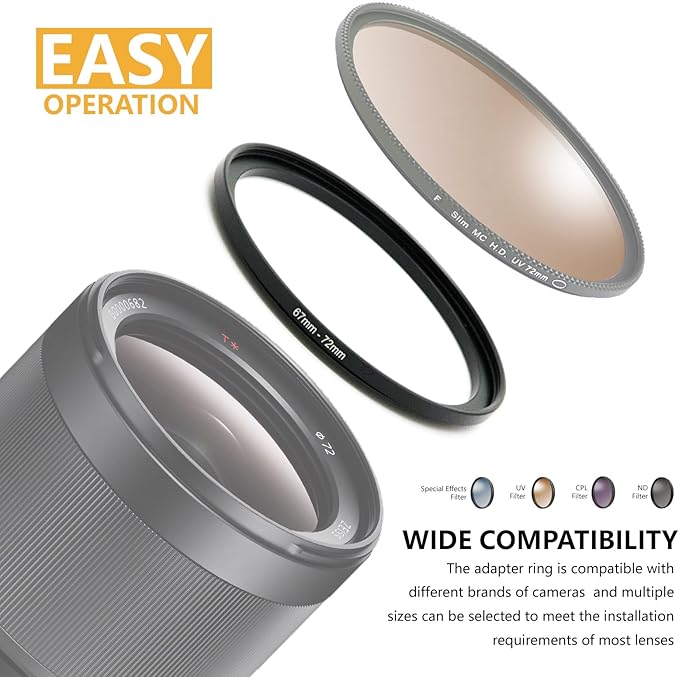 58mm to 77mm Step Up Ring Filter Adapter Black Metal Step up Adapter Rings - Image 5