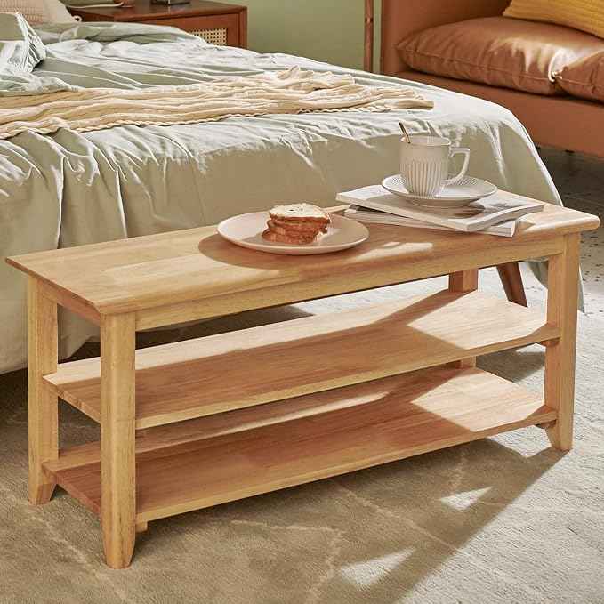 XKZG Storage Bench Wooden Shoe Rack Bench Simple Style Wood Entryway Bench