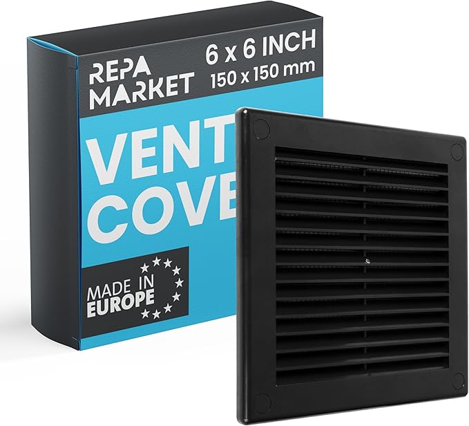 Repa Market 6 x 6 Inch Black Square Air Vent Cover by RepaMarket