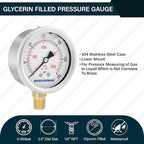 MEASUREMAN 2-1/2inch Dial Size, Glycerin Filled Pressure Gauge, 0-300psi/kpa - Image 2
