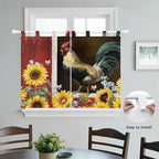 Chicken Sunflowers Kitchen Curtains 45 Inch Length, Short Cafe Window Curtains - Image 4