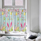 Happy Easter Tier Curtains 45 Inches Long, Spring Bunny Eggs Flower Teal Wood - Image 5