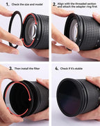 46-62mm Metal Step-Up Ring Adapter Compatible - Image 7