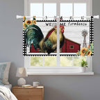 Farmhouse Rooster Kitchen Curtains 36 Inch Length, Small Window Curtains Tab Top - Image 9