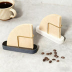 Coffee Filter Holder, Marble & Brass Cone Coffee Filters Holder Organizer - Image 7