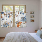 Navy Blue Pumpkin Fall Kitchen Curtains 54 Inch Long 2 Panel Set, Rod Pocket - Image 4