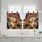 Farm Yaks Kitchen Curtains 36 Inch Length, Small Window Curtains Tab Top - Image 3