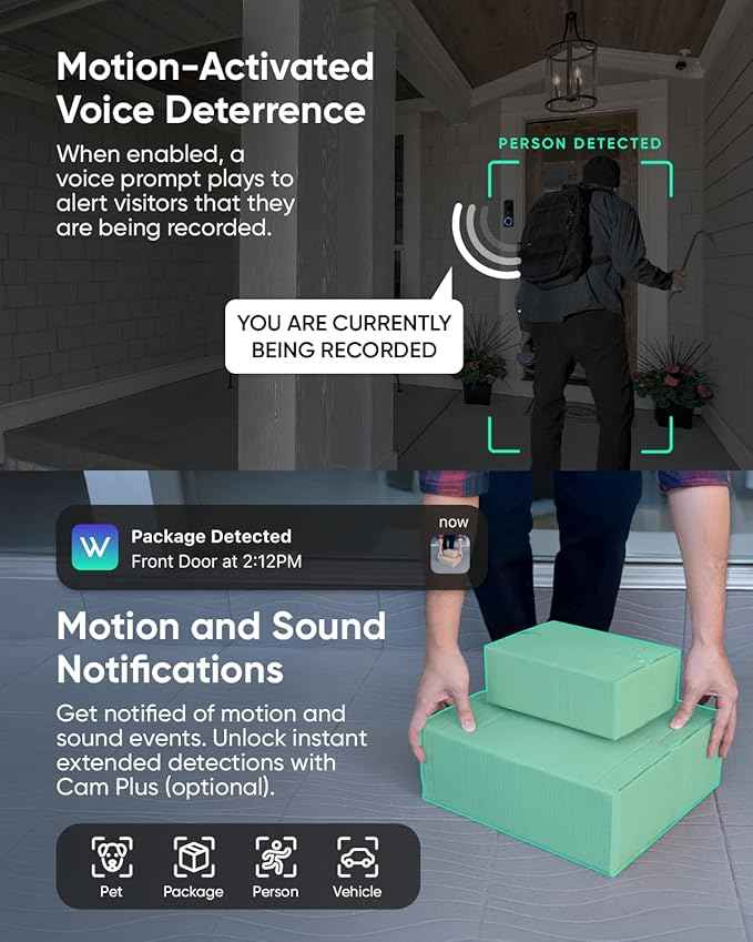 WYZE Wireless Duo Cam Video Doorbell, Battery Powered, 2K Full HD Video