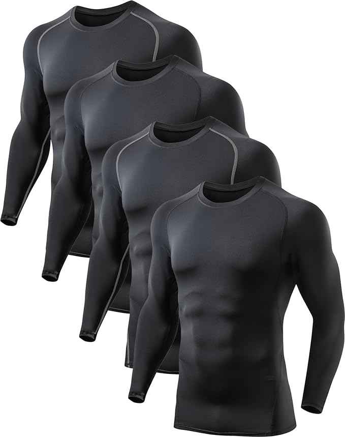 5 or 4 Pack Compression Shirts for Men Long Sleeve Athletic Base Layer
