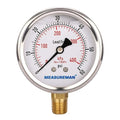MEASUREMAN Lead-Free Pressure Gauge, 2-1/2inch Dial, Glycerin Filled, by MEASUREMAN