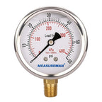 MEASUREMAN Lead-Free Pressure Gauge, 2-1/2inch Dial, Glycerin Filled, by MEASUREMAN