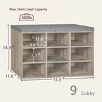 DINZI LVJ Shoe Bench, 9 Cubbies Shoe Organizer