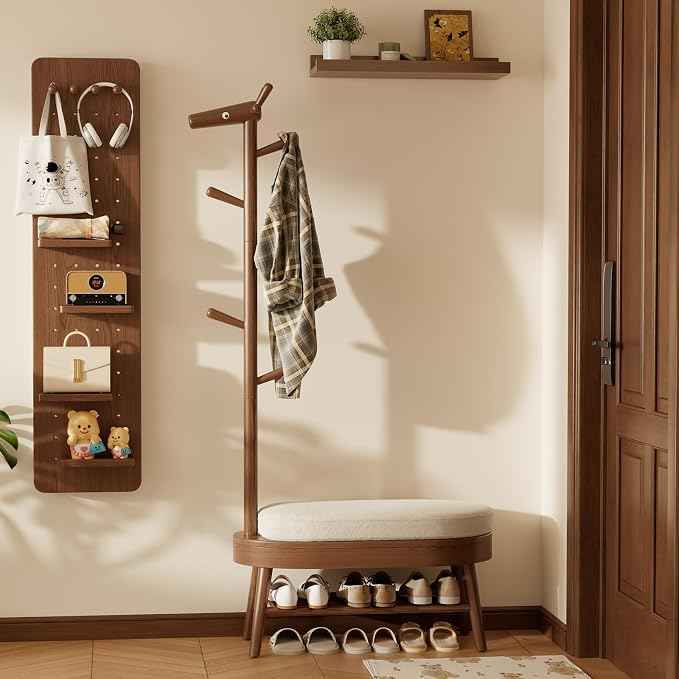 AQIMUELE Shoe Bench Entryway, Coat Rack