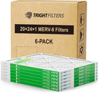 20x24x1 Air Filter 6 Pack, Durable MERV 8 Pleated Home HVAC AC Furnace Filters by TrightFilters