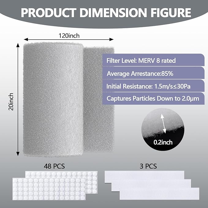 20" x 120" Air Vent Filters, - Image 2