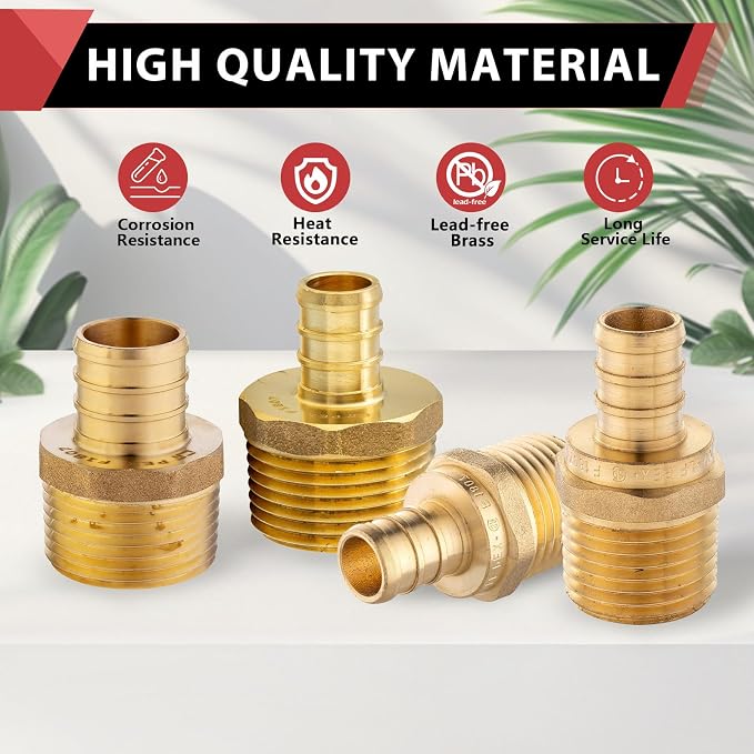 EFIELD Pex 3/4 Inch x 3/4 Inch Male NPT Adapter Brass Crimp Fittings, ASTM F1807 - Image 6