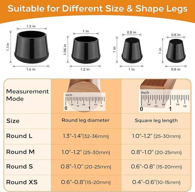 Meldel 24 PCS Silicone Chair Leg Floor Protectors Extra Small Rubber Felt