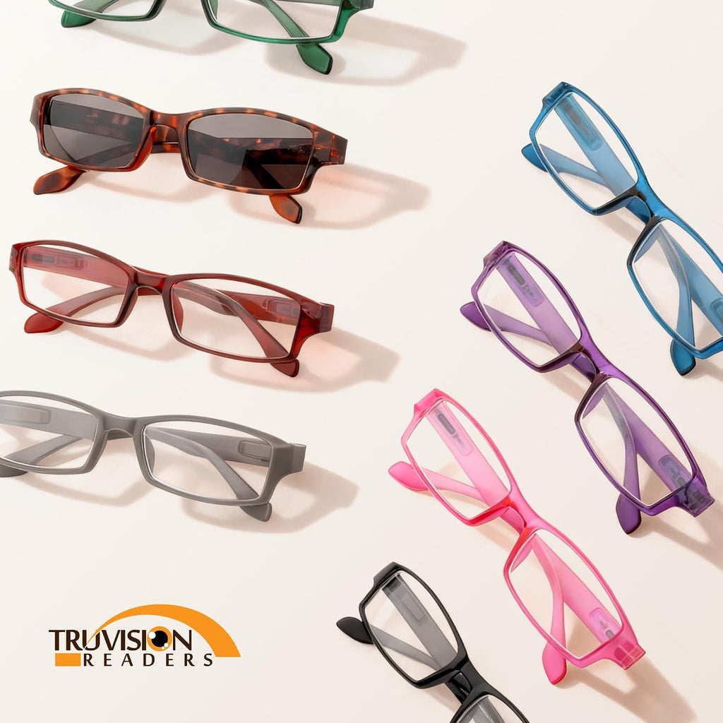 TruVision OTC Reading Glasses, Comfort Spring Hinges for Men and Women