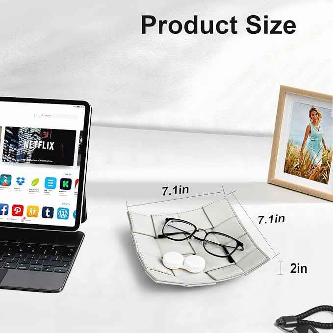 PU Leather Valet Tray for Men Women Key Holder Bowl for Entryway Table Bedside