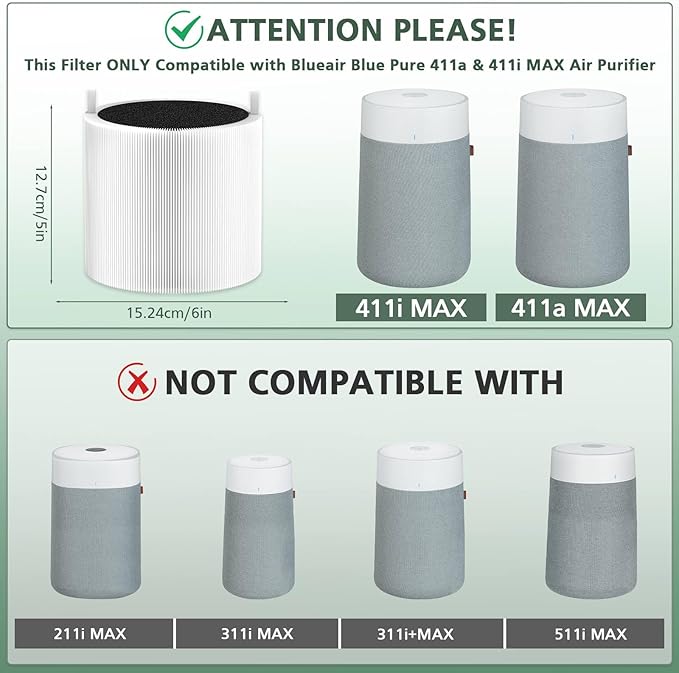 2 Pack 411i Max & 411a Max Replacement Filter Compatible - Image 2
