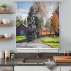 Steam Train Sheer Curtains 84 Inch Length Railroad Country Barn Rustic Trees - Image 8