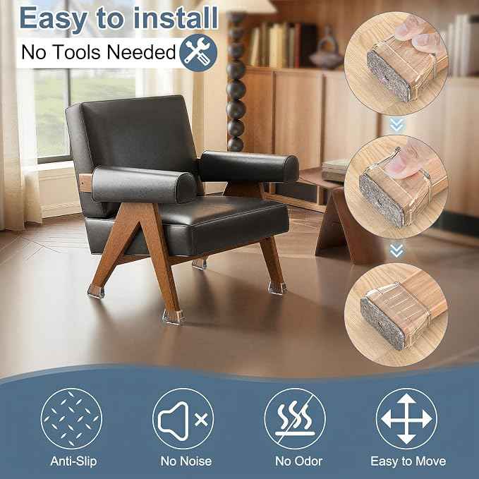 24PCS Rectangular Chair Leg Floor Protectors
