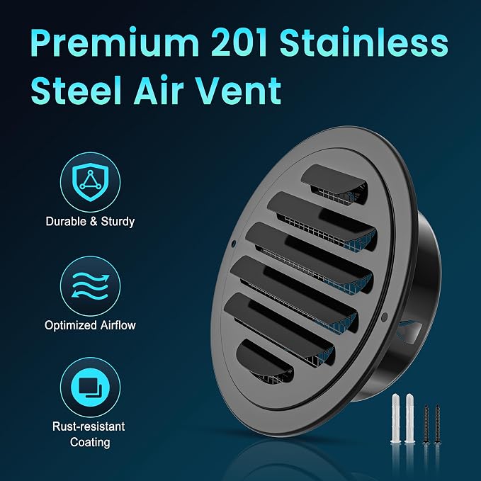 HG Power Stainless Steel Soffit Vents 4 Inch, Louver Soffit Exhaust Vent - Image 5