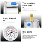 0-100Psi Glycerin Liquid Filled Low Pressure Gauge, 2.5" Dial Size, 1/4" G Back - Image 7