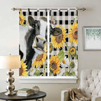 Retro Sunflowers Living Room Curtains 84 Inch Length, Window Curtains Tab Top - Image 2