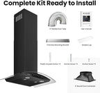 Black 30 inch Wall Mounted Range Hood Glass 900 CFM, Stainless Steel Kitchen - Image 7