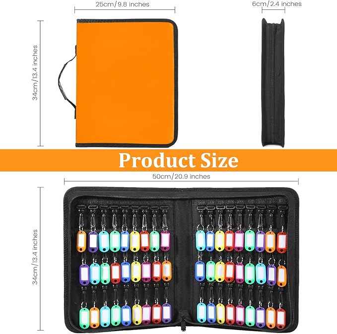 Portable Key Organizer with Handle, Fireproof and Waterproof Key Case, Key